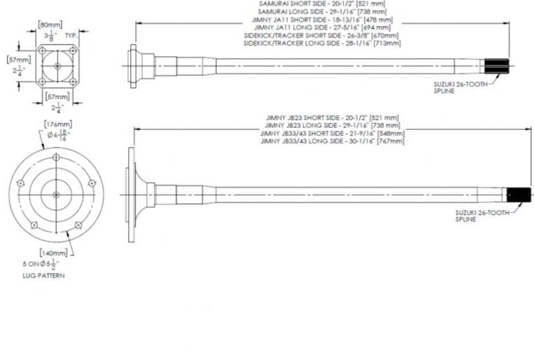 Semi-Eixos Reforçados Traseiros Longfield Jimny JB33/JB43 - Image 2